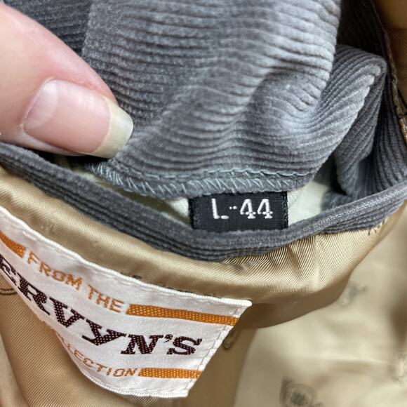 Vtg Mervyns Corduroy Blazer Mens 44L Gray Pinwale 2 Button Suede Elbow Patch - Picture 4 of 16